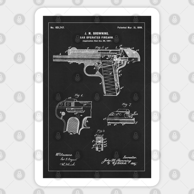 Browning automatic pistol - 1899 Patent - aP02 Sticker by SPJE Illustration Photography